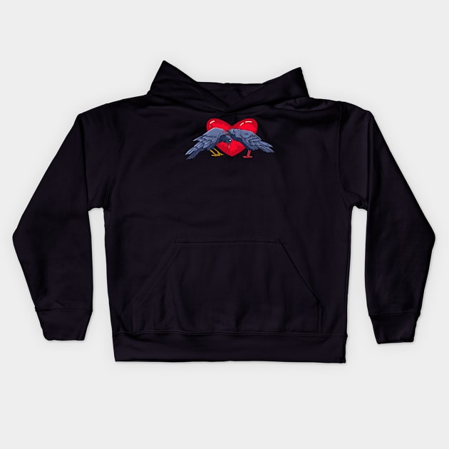 Ravens love heart Kids Hoodie by Mariarti